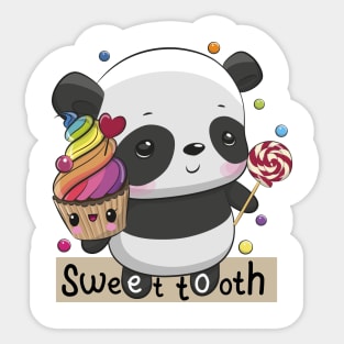 Cartoon Panda with Cake Sticker